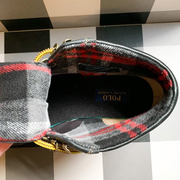 Men's Polo Ralph Lauren Black Leather Boots with Flannel Lining - Picture 4 of 5